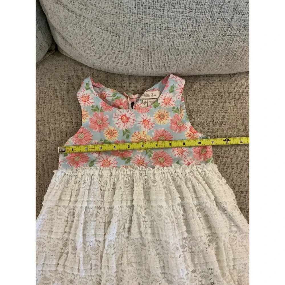 Matilda Jane Girls Floral Lace Tiered Ruffle Dress Blue Pink White Size 2 D17191